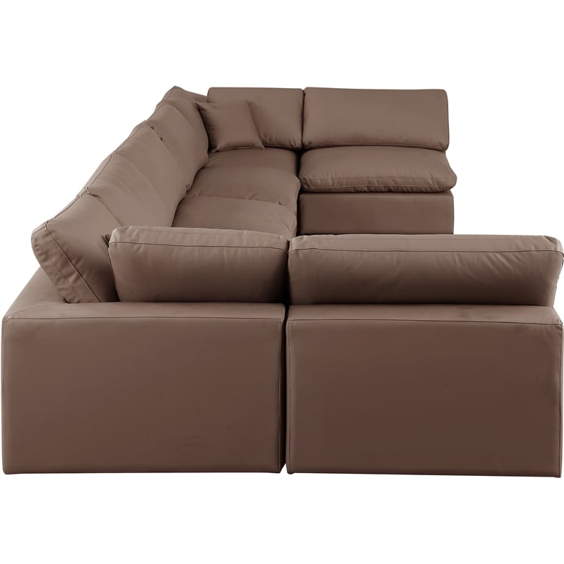 Meridian Furniture Comfy Brown Vegan Leather 7-Pc. Modular Sectional