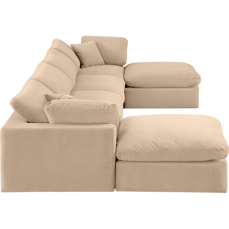Meridian Furniture Comfy Beige Velvet 6-Pc. Modular Sectional