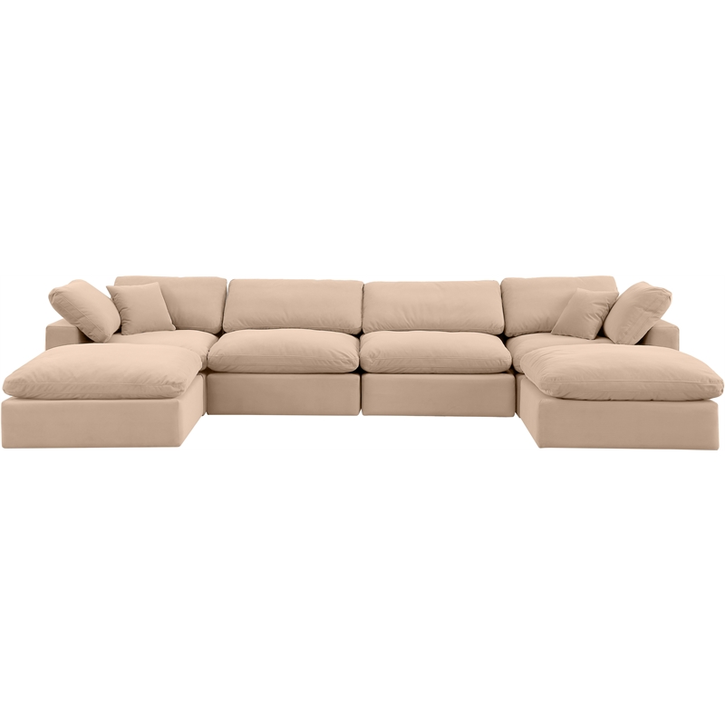 Meridian Furniture Comfy Beige Velvet 6-Pc. Modular Sectional