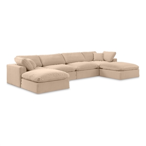 Meridian Furniture Comfy Beige Velvet 6-Pc. Modular Sectional