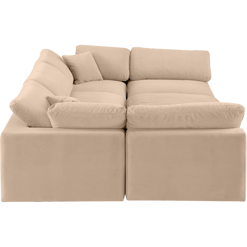 Meridian Furniture Comfy Beige Velvet 6-Pc. Modular Sectional