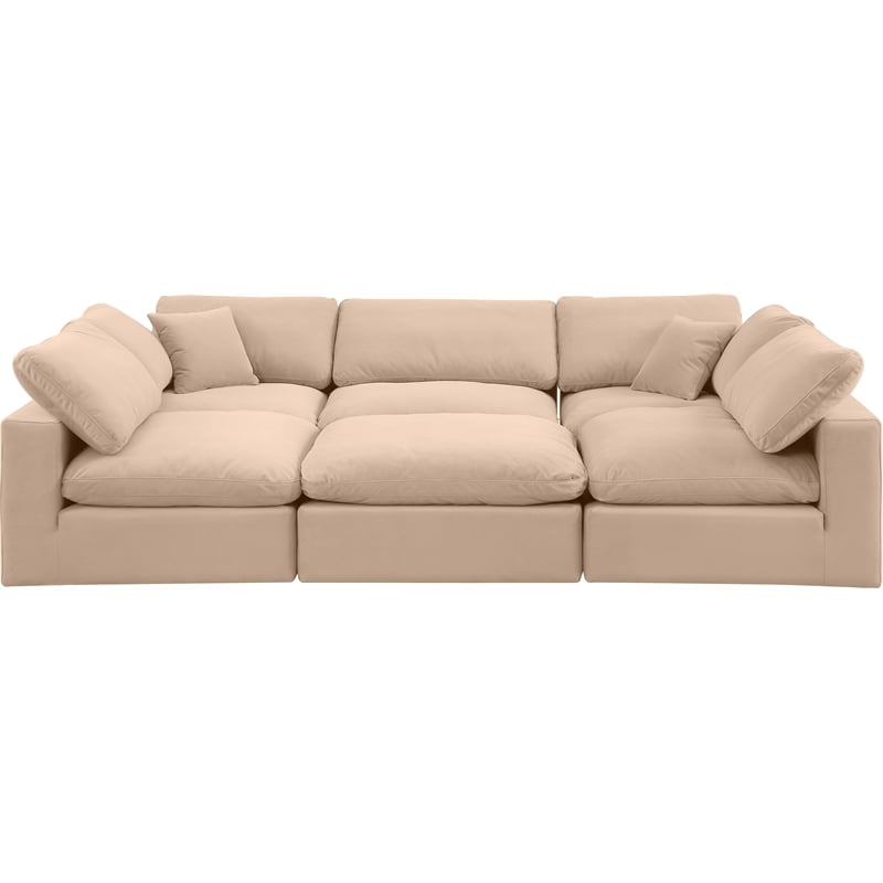 Meridian Furniture Comfy Beige Velvet 6-Pc. Modular Sectional