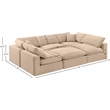 Meridian Furniture Comfy Beige Velvet 6-Pc. Modular Sectional