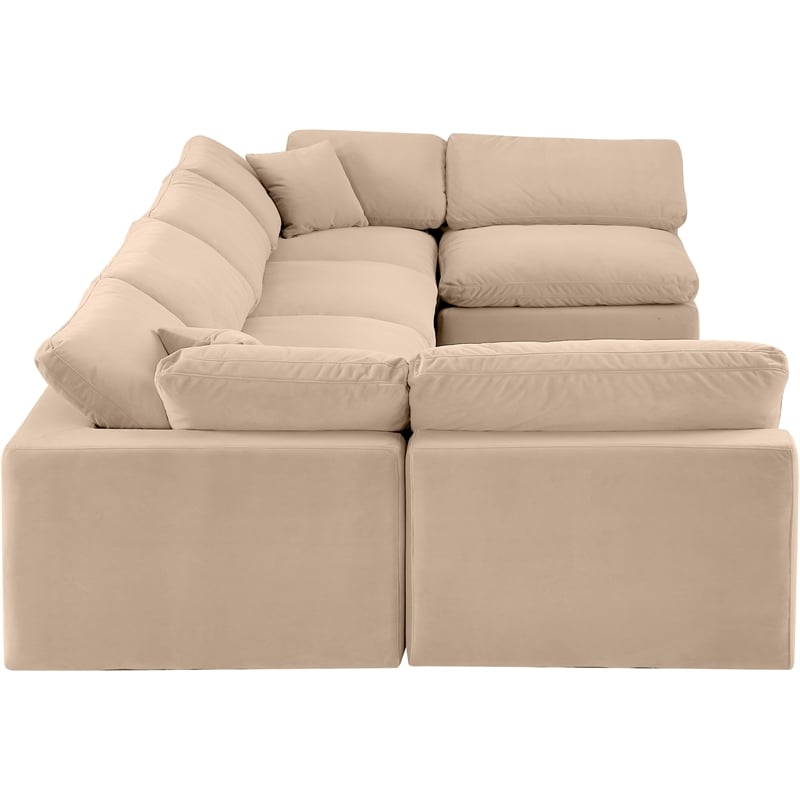 Meridian Furniture Comfy Beige Velvet 6-Pc. Modular Sectional