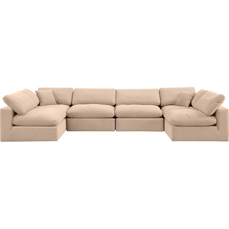 Meridian Furniture Comfy Beige Velvet 6-Pc. Modular Sectional