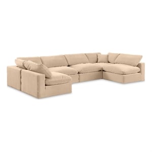 Meridian Furniture Comfy Beige Velvet 6-Pc. Modular Sectional