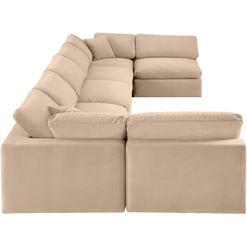 Meridian Furniture Comfy Beige Velvet 7-Pc. Modular Sectional
