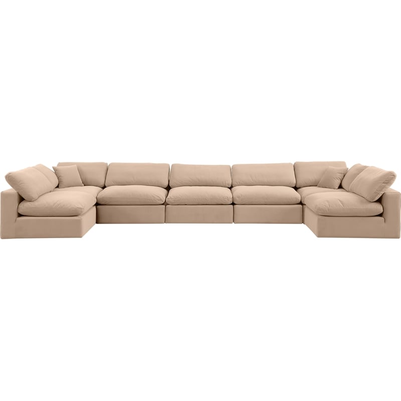 Meridian Furniture Comfy Beige Velvet 7-Pc. Modular Sectional