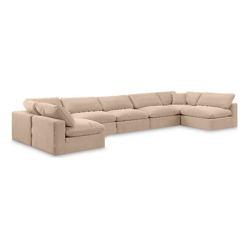 Meridian Furniture Comfy Beige Velvet 7-Pc. Modular Sectional