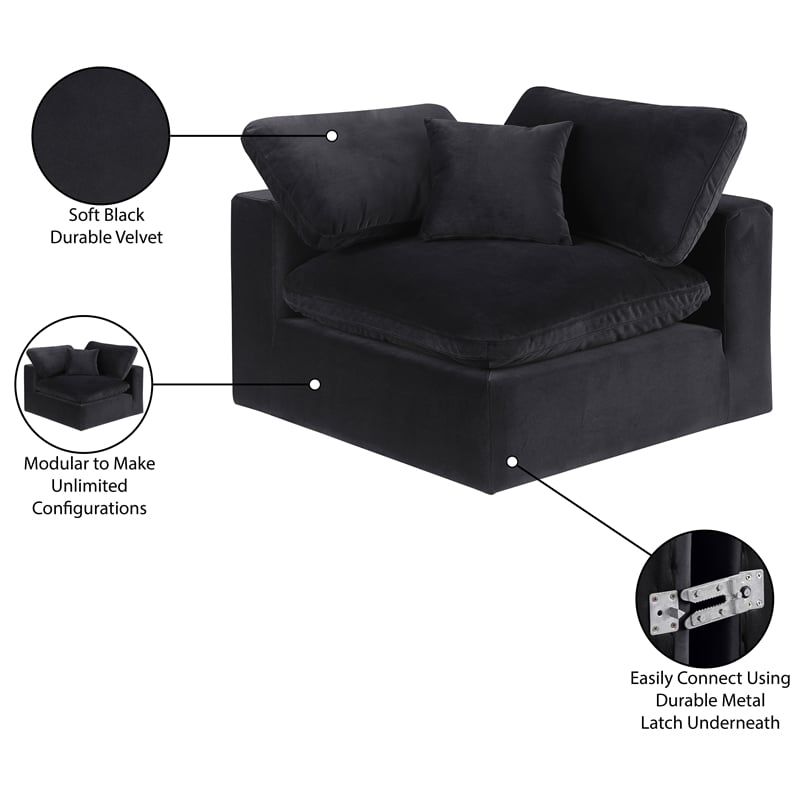 Meridian Furniture Comfy Black Velvet Corner Chair