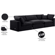 Meridian Furniture Comfy Black Velvet 3-Pc. Modular Sofa