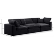 Meridian Furniture Comfy Black Velvet 3-Pc. Modular Sofa