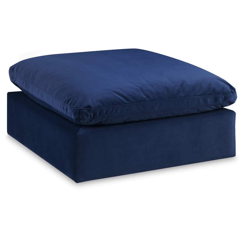Meridian Furniture Comfy Navy Velvet Ottoman