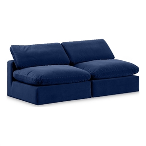 Meridian Furniture Comfy Navy Velvet 2-Pc. Modular Sofa