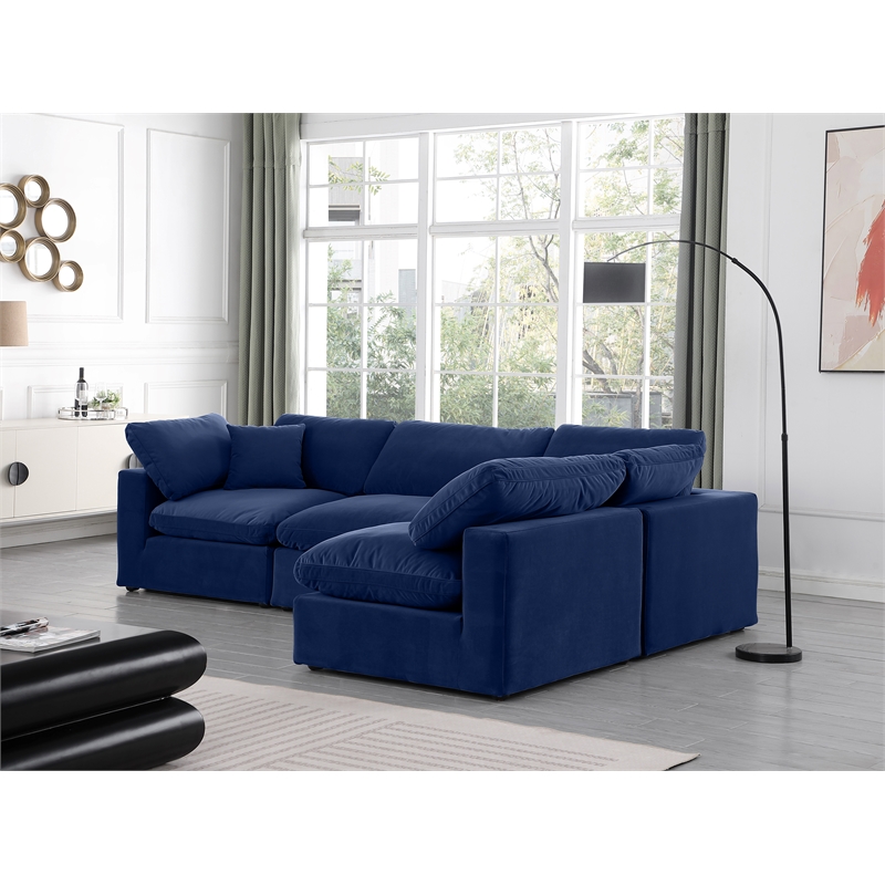 Meridian Furniture Comfy Navy Velvet 4-Pc. Modular Sectional