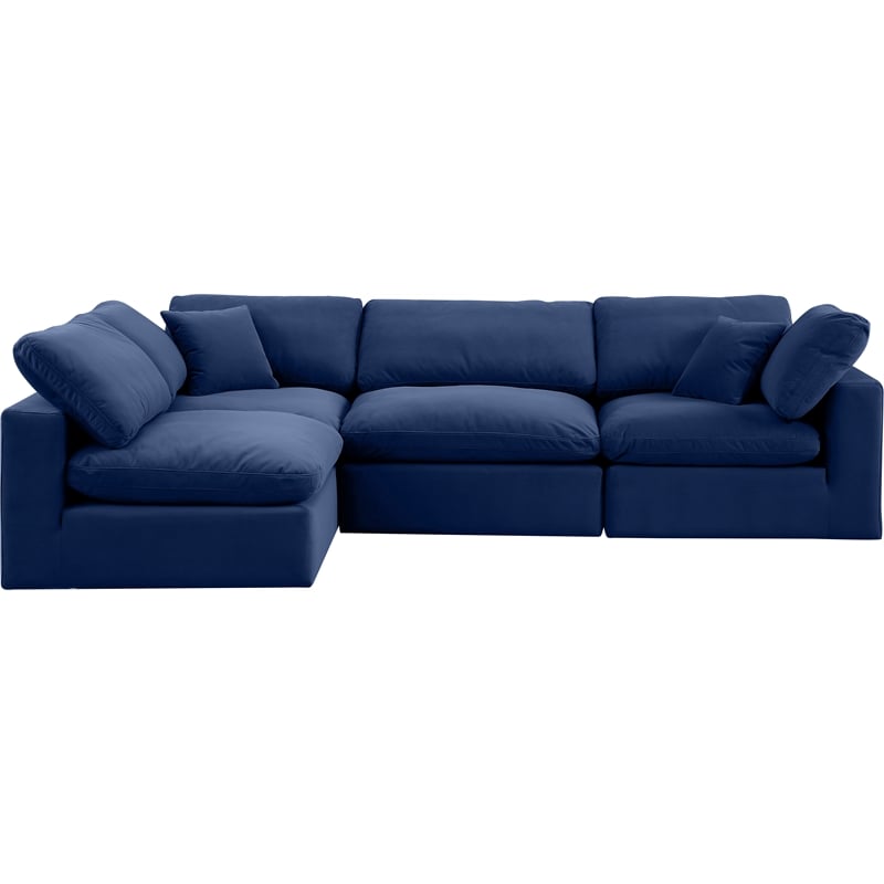 Meridian Furniture Comfy Navy Velvet 4-Pc. Modular Sectional