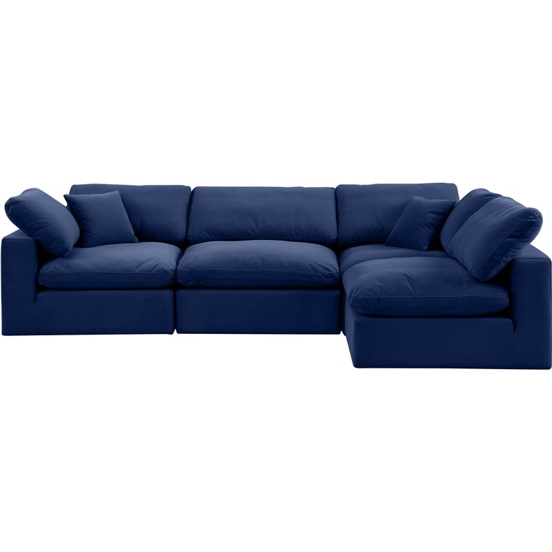 Meridian Furniture Comfy Navy Velvet 4-Pc. Modular Sectional