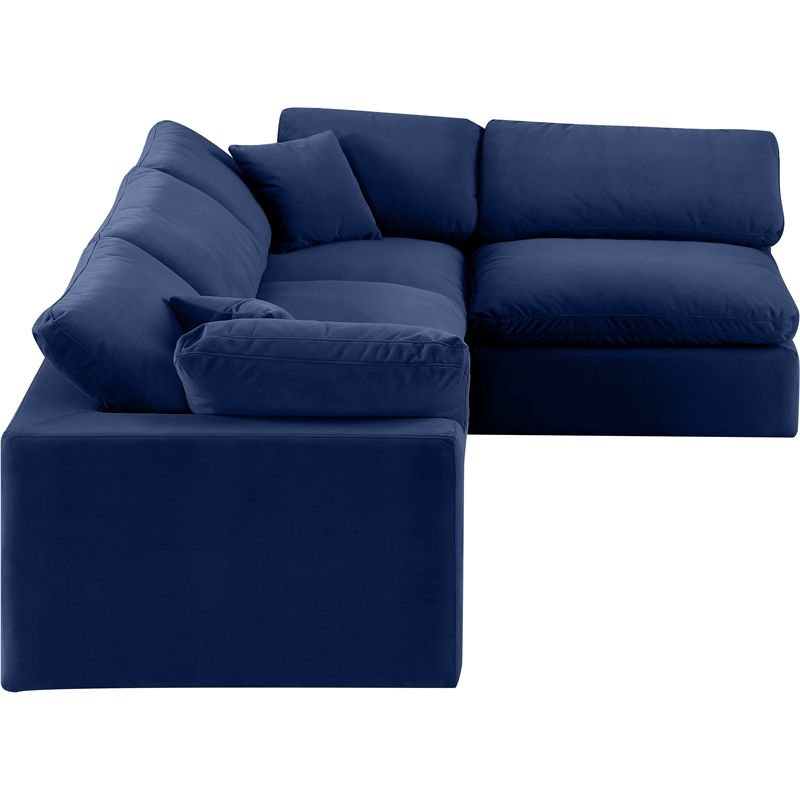Meridian Furniture Comfy Navy Velvet 4-Pc. Modular Sectional