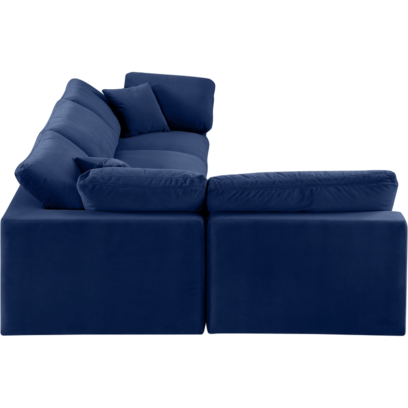 Meridian Furniture Comfy Navy Velvet 4-Pc. Modular Sectional
