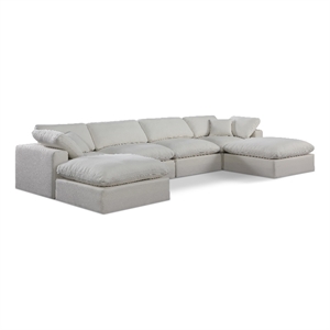 Meridian Furniture Comfy Cream Linen Textured Fabric 6-Pc. Modular Sectional