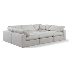 Meridian Furniture Comfy Cream Linen Textured Fabric 6-Pc. Modular Sectional