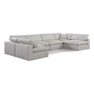 Meridian Furniture Comfy Cream Linen Textured Fabric 6-Pc. Modular Sectional