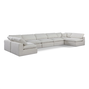 Meridian Furniture Comfy Cream Linen Textured Fabric 7-Pc. Modular Sectional