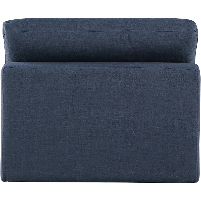 Meridian Furniture Comfy Navy Linen Textured Fabric Armless Chair
