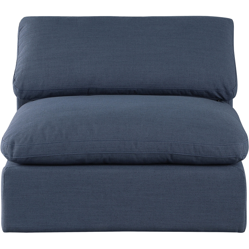 Meridian Furniture Comfy Navy Linen Textured Fabric Armless Chair