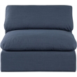 Meridian Furniture Comfy Navy Linen Textured Fabric Armless Chair