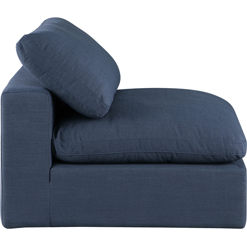Meridian Furniture Comfy Navy Linen Textured Fabric Armless Chair