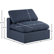 Meridian Furniture Comfy Navy Linen Textured Fabric Armless Chair