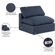 Meridian Furniture Comfy Navy Linen Textured Fabric Armless Chair