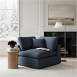 Meridian Furniture Comfy Navy Linen Textured Fabric Corner Chair