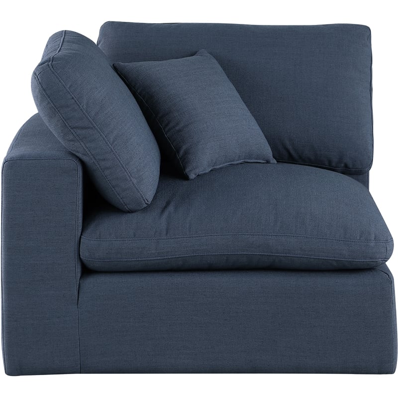 Meridian Furniture Comfy Navy Linen Textured Fabric Corner Chair