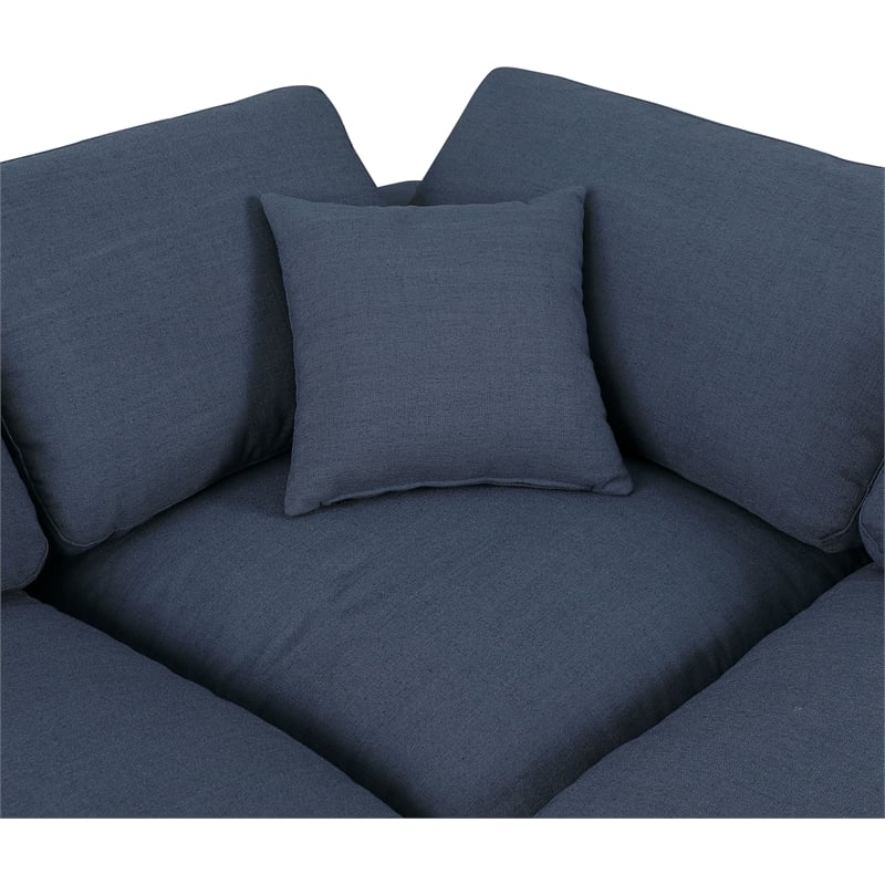 Meridian Furniture Comfy Navy Linen Textured Fabric Corner Chair