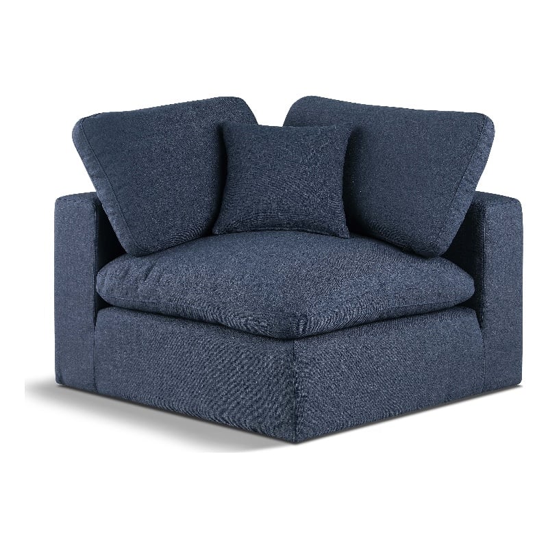 Meridian Furniture Comfy Navy Linen Textured Fabric Corner Chair