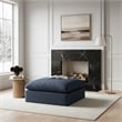 Meridian Furniture Comfy Navy Linen Textured Fabric Ottoman