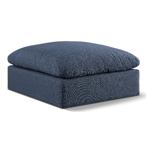 Meridian Furniture Comfy Navy Linen Textured Fabric Ottoman