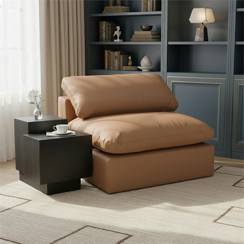 Meridian Furniture Comfy Cognac Vegan Leather Armless Chair