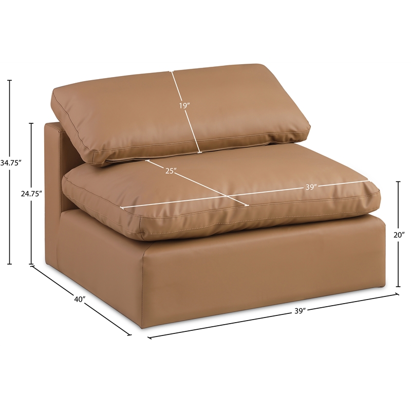 Meridian Furniture Comfy Cognac Vegan Leather Armless Chair