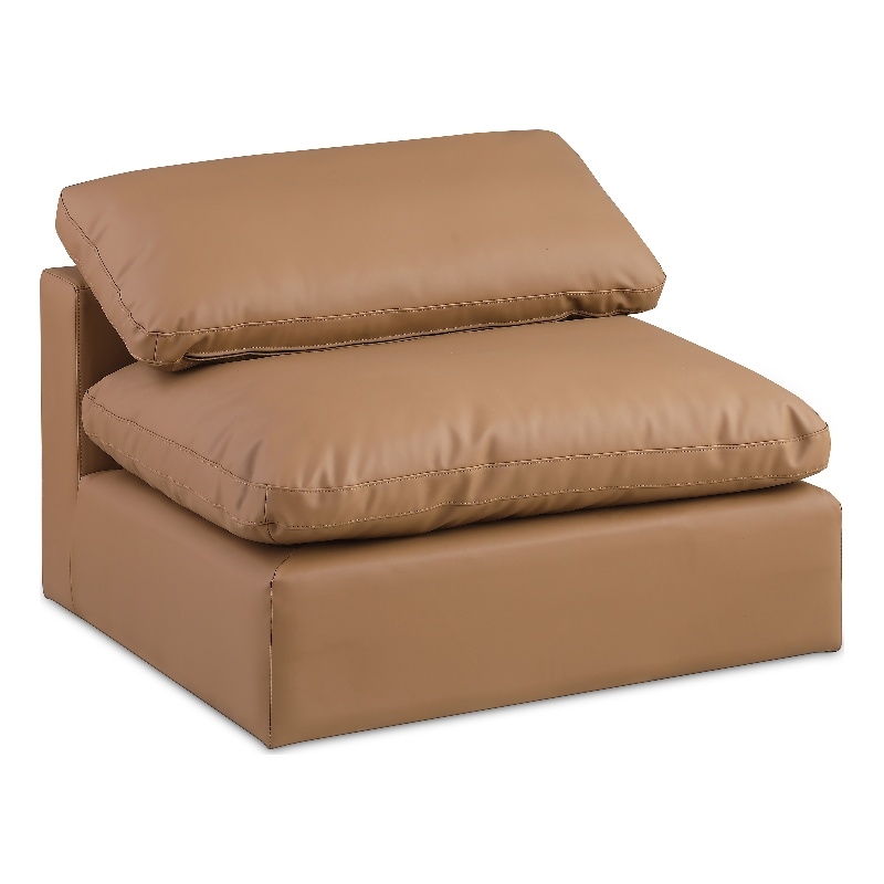 Meridian Furniture Comfy Cognac Vegan Leather Armless Chair