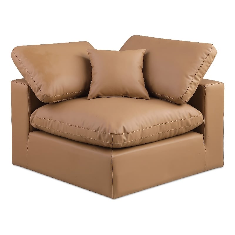 Meridian Furniture Comfy Cognac Vegan Leather Corner Chair