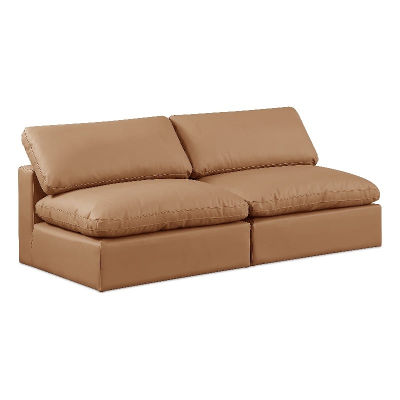 Meridian Furniture Comfy Cognac Vegan Leather 2-Pc. Modular Sofa