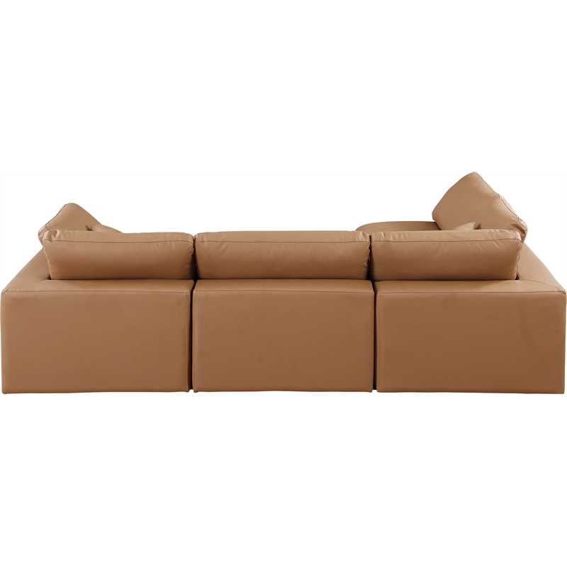 Meridian Furniture Comfy Cognac Vegan Leather 4-Pc. Modular Sectional