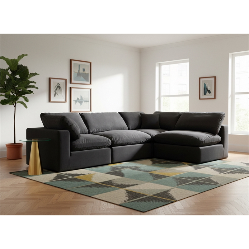 Meridian Furniture Comfy Black Velvet 4-Pc. Modular Sectional