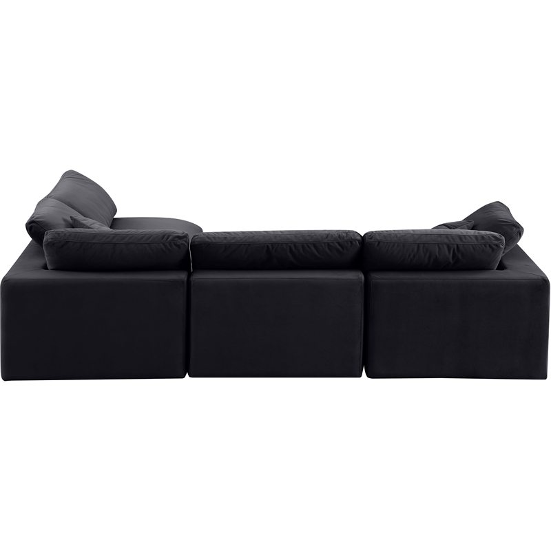 Meridian Furniture Comfy Black Velvet 4-Pc. Modular Sectional