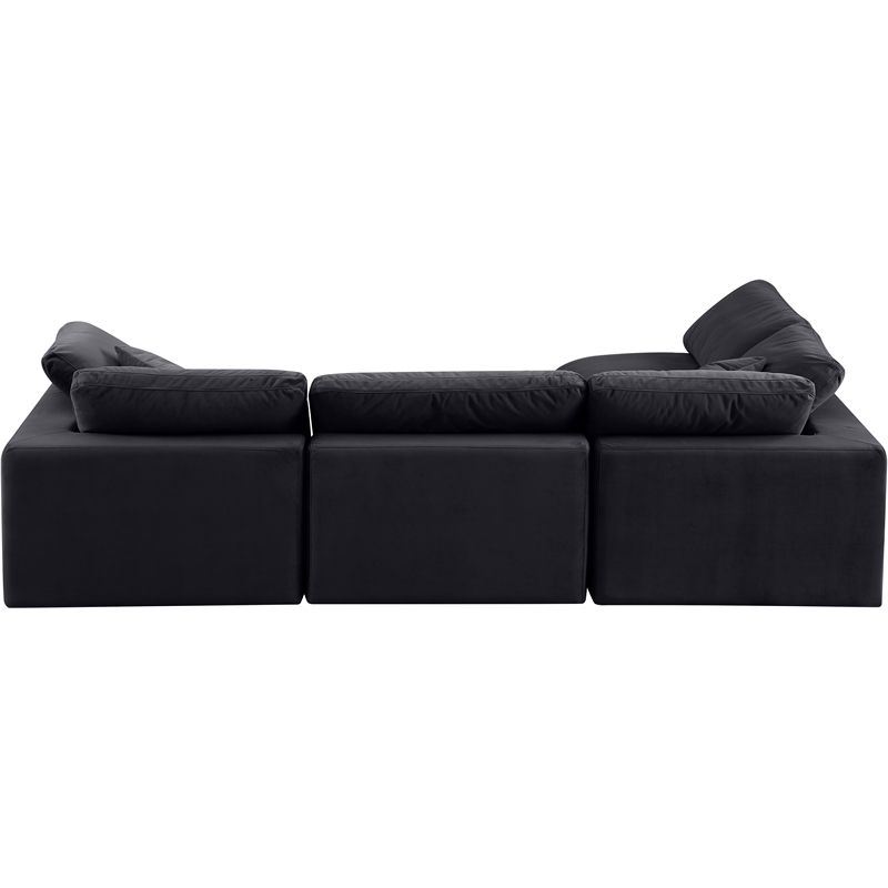Meridian Furniture Comfy Black Velvet 4-Pc. Modular Sectional