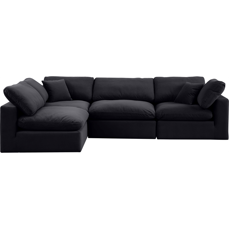 Meridian Furniture Comfy Black Velvet 4-Pc. Modular Sectional