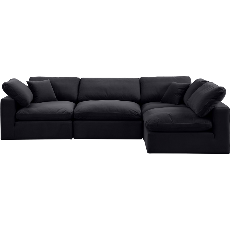Meridian Furniture Comfy Black Velvet 4-Pc. Modular Sectional